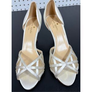 Kate Spade strappy peep toe satin heels size 8
